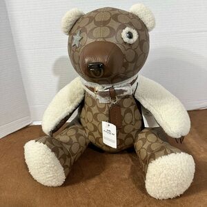 Coach Signature Brown and Cream Decoration  Bear Plush Bear